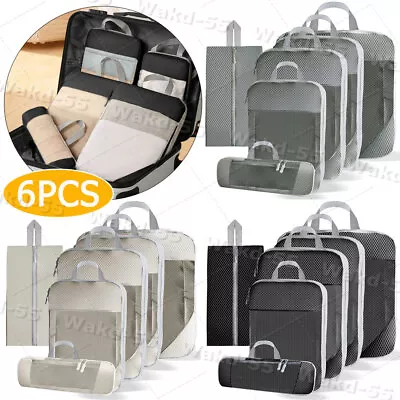 6Pcs Compression Packing Cubes Expandable Storage Travel Luggage Bags Organizer • $2.99