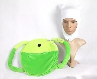 $33.90 • Buy Adventure Time FINN HAT BACKPACK SET Bag Jake Costume White Cap Fleece
