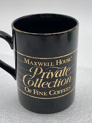 VTG Maxwell House Coffee Mug Private Collection Gold Colored Letters Rim Black • $6.91