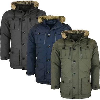£29.99 • Buy Mens  Parka Parker Padded Lined Winter Jacket Faux Fur Hooded Coat New S-xl