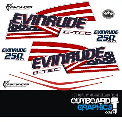 Evinrude 250hp ETEC / E-TEC HO Outboard Engine Decals/sticker Kit - White Cowl • $69.80