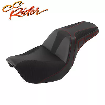 C.C. RIDER Step-Up Driver Passenger Seat Fit For Harley Dyna 06-17 Red Stitching • $180