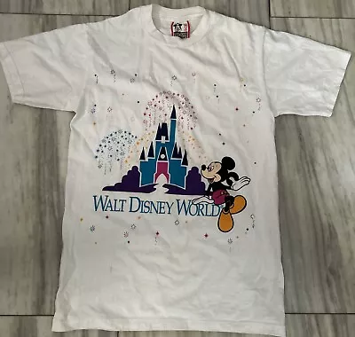 Vintage Mickey Mouse Walt Disney World T-Shirt Adult Small 90s Cotton • $39