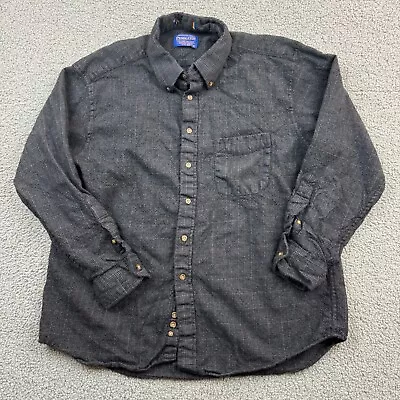 Pendleton Shirt Mens XL Dark Gray Textured Flannel 100% Pure Virgin Wool Western • $39.89