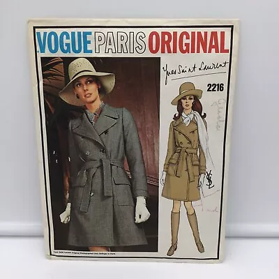 Vogue Paris Original 2216 Yves Saint Laurent Women's Coat Bust 38 • $138.29