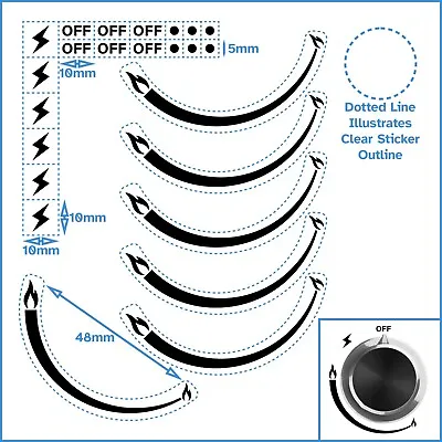 6 Flame Black 1/3 Turn Clockwise Gas Hob Dial Stove Knob Adhesive Label Decal • $14.95