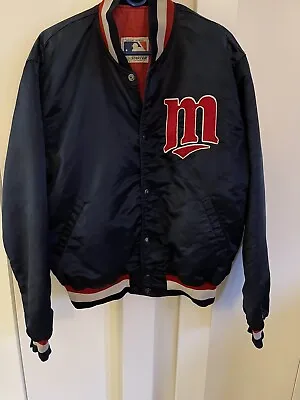 Vintage Starter MLB Minnesota Twins Snap Satin Bomber Jacket Mens Size Large USA • $109.95