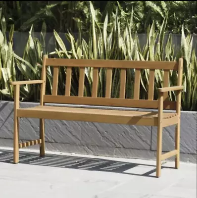 2 Seater Wooden Garden Bench Eucalyptus FSC Wood Outdoor Patio Loveseat Natural • £94.99