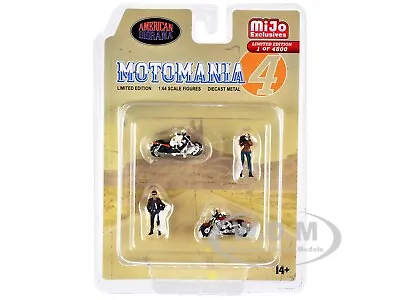  Motomania 4  Diecast Figures & Motorcycles 4 Pc Set 1/64 American Diorama 76504 • $12.99