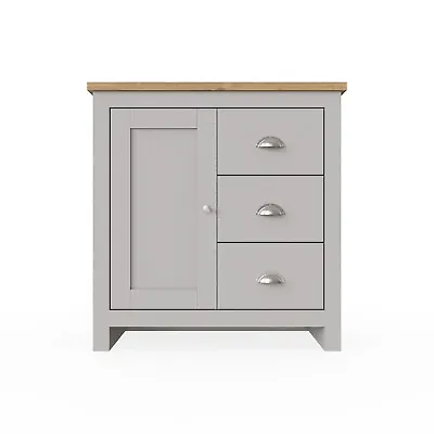 Lisbon Multi Unit Cabinet Sideboard 3 Drawers Storage Cupboard Grey Oak • £74.99