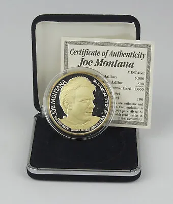 1993 Enviromint Joe Montana 1 Oz .999 Fine Silver Round With Gold Overlay #303 • $59