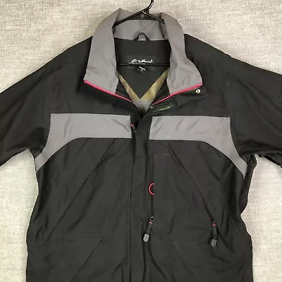 Eddie Bauer EBTEK Jacket Mens M Black Full Zip Waterproof Windbreaker Hiking • $23.99