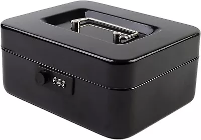 Medium Metal Cash Box With Combination Lock Safe And Money Tray For Security 7.8 • $17.15