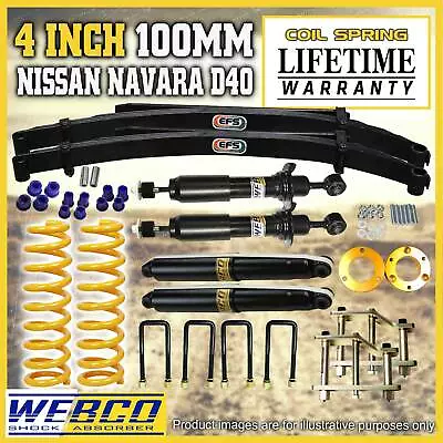 4 Inch 100mm Lift Kit Webco Shocks King Springs EFS Leaf For Nissan Navara D40 • $1439