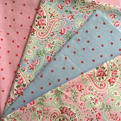 Used IKEA Rosali Paisley & Spots Bundle 4 * FQ 50cm Squares Cotton Fabric • £12.49