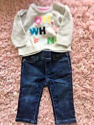 Baby Gap Girls Outfit - Jeans + Jumper - Size 0-3 Months • $8