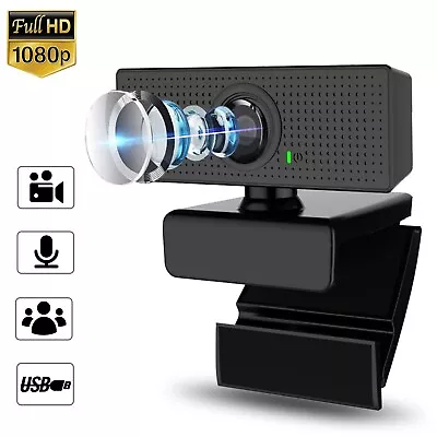 Full HD 1080p USB Webcam Fixed Focusing Web Camera W/Mic For Mac Laptop Desktop • $12.98