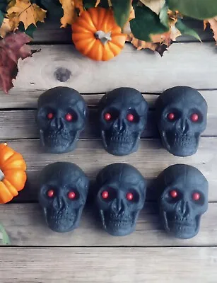 6 Edible Black  Skulls Fondant Cupcake Toppers Cake Decorations Halloween • £5.99