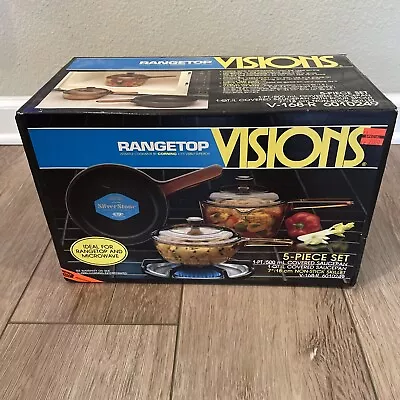 NEW Vintage 5-Piece VISIONS Rangetop Cookware Corning V-168-R  1990 USA • $199.95