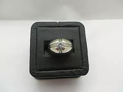(RI3) Men's 14KWG Diamond Solitaire Belcher Ring .40 CTW 6.9g Size 8.75  • $1234.50