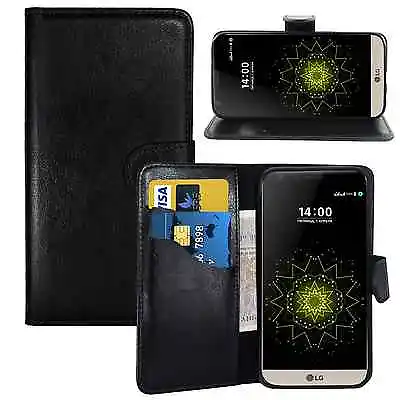 BLACK WALLET CARD SLOT Stand GEL LEAHTER CASE FOR LG G5 G4 K8 K3 K5 • £3.08