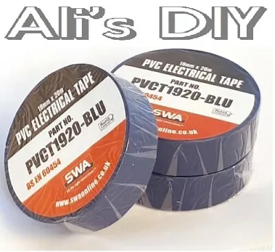 SWA Strong PVC Electrical Insulating Tape 19mm X 20m Choice Of 3 Rolls & Colours • £8.09