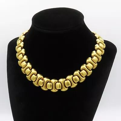 Vintage Monet Chunky Brushed Gold Tone Choker Necklace 15.5” • $44