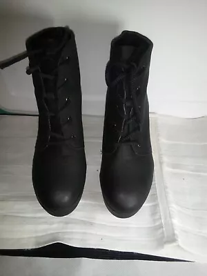 Mossimo Supply Co Womens Sz 10 Shoes Black Leather Heel Ankle Boots Lace Up NWOT • $20