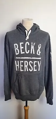 BECK & HERSEY Mens Size L Grey Long Sleeve Pull Over Hoodie D1 • £6.99