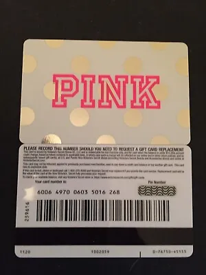 VICTORIA'S SECRET Pink Silver Dots On White ( 2020 ) Gift Card ( $0 ) V3 • $2.50