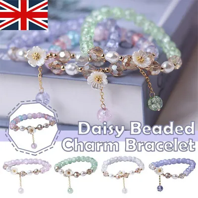 Fashion Daisy Flower Beaded Charm Bracelet Women Girls Childrens Jewelry Gift/UK • £3.35