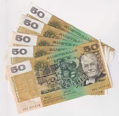 Australian Paper $50 Note Issued 1973 ~ 1995 Great Condition • $86.25