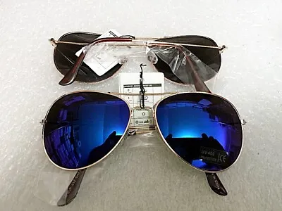  Deep Blue Mirror Aviator Sunglasses With Gold Frame  • $8.95