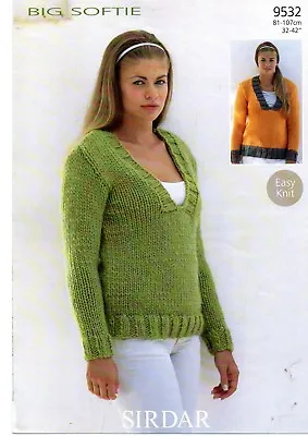 £2.59 • Buy Sirdar Big Softie Knitting Pattern For Sweater - 9532