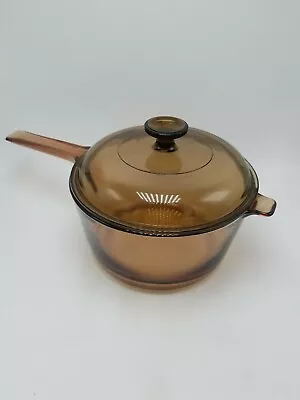 Corning Pyrex  Vision Amber  2 1/2 Quart Covered Saucepan With Lid V-2.5-C • $52.50