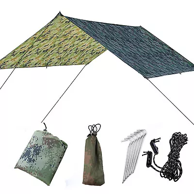 Camo Lightweight Army Military Tent Camping Shelter Caravan Awning Tarp Outdoor • £28.07