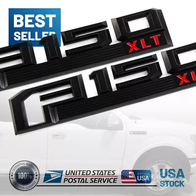 2PCS Fender Side Letter Badge For F-150 XLT 2015-2020 Emblem Nameplate Black Red • $22.99
