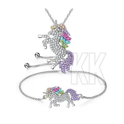 £3.99 • Buy 2pcs Unicorn Best Friends Charm Necklace Girls Childrens Kids BFF Jewellery Set