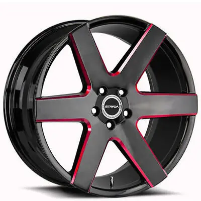 4ea 22  Strada Wheels Coda Gloss Black Milled Edge Red Rims(S42) • $1198