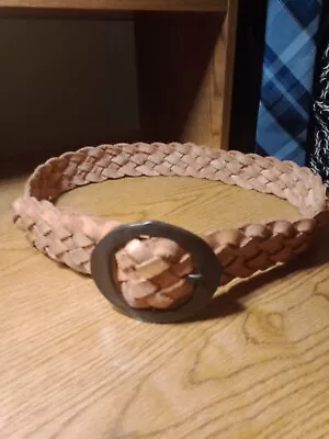 B-Low The Belt Brown Leather Women's Woven Belt   Size  Medium 38  Length 1.5 W • $40