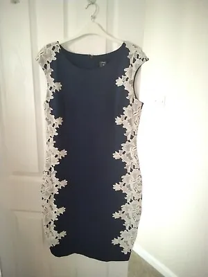 Stunning Dress Made By Jax In Deep Blue Colour With Lace Trim Size 14 • £9.99