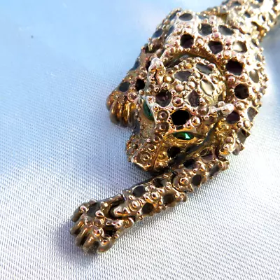 $12.95 • Buy Vintage Articulated Leopard Pin Brooch Shoulder Pin Double Clasp Jungle CAT