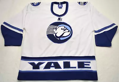 Yale New Haven Bulldogs Hockey Embroidered Jersey Vintage Starter Size LARGE • $111.99