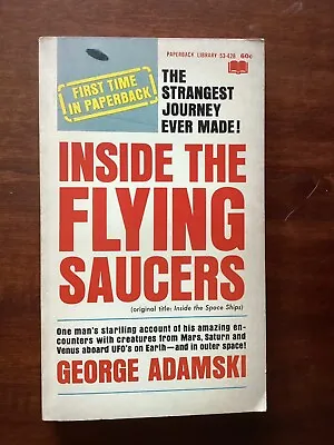 INSIDE THE FLYING SAUCERS - George Adamski - UAPs - UNIDENTIFIED FLYING OBJECTS • $8.98