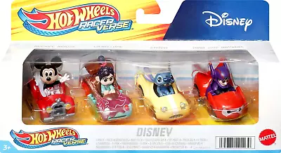 Hot Wheels Disney Racer Verse 4pk Mickey • Vanellope • Stitch • Hiro With Baymax • $18.44