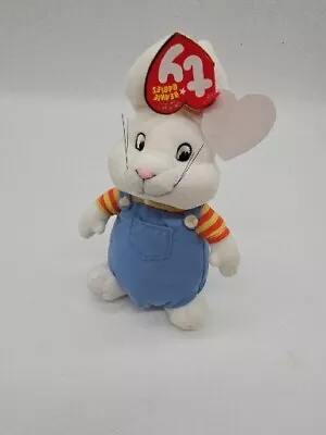 Max Bunny Rabbit TY Beanie Babies 6” Plush With Overalls GOOD USED CONDITION  • $8.39