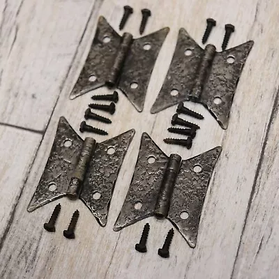 $14.99 • Buy 4PC Vintage Mckinney Forged Iron Full Surface Hinges Cabinet Hardware -Iron Fin.