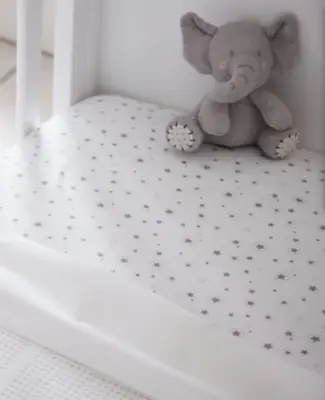 2 Pack Grey Stars White Cot Bed Fitted Sheets 140 X 70 Cotton Jersey Toddler  • £10.99