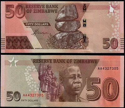 Zimbabwe 50 Dollars (p New) 2020 Unc • £1