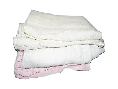 X4 BREATHABLE BABY BLANKETS BLANKET CREAM PINK COT MAMAS PAPAS MOSES BASKET • £14.95